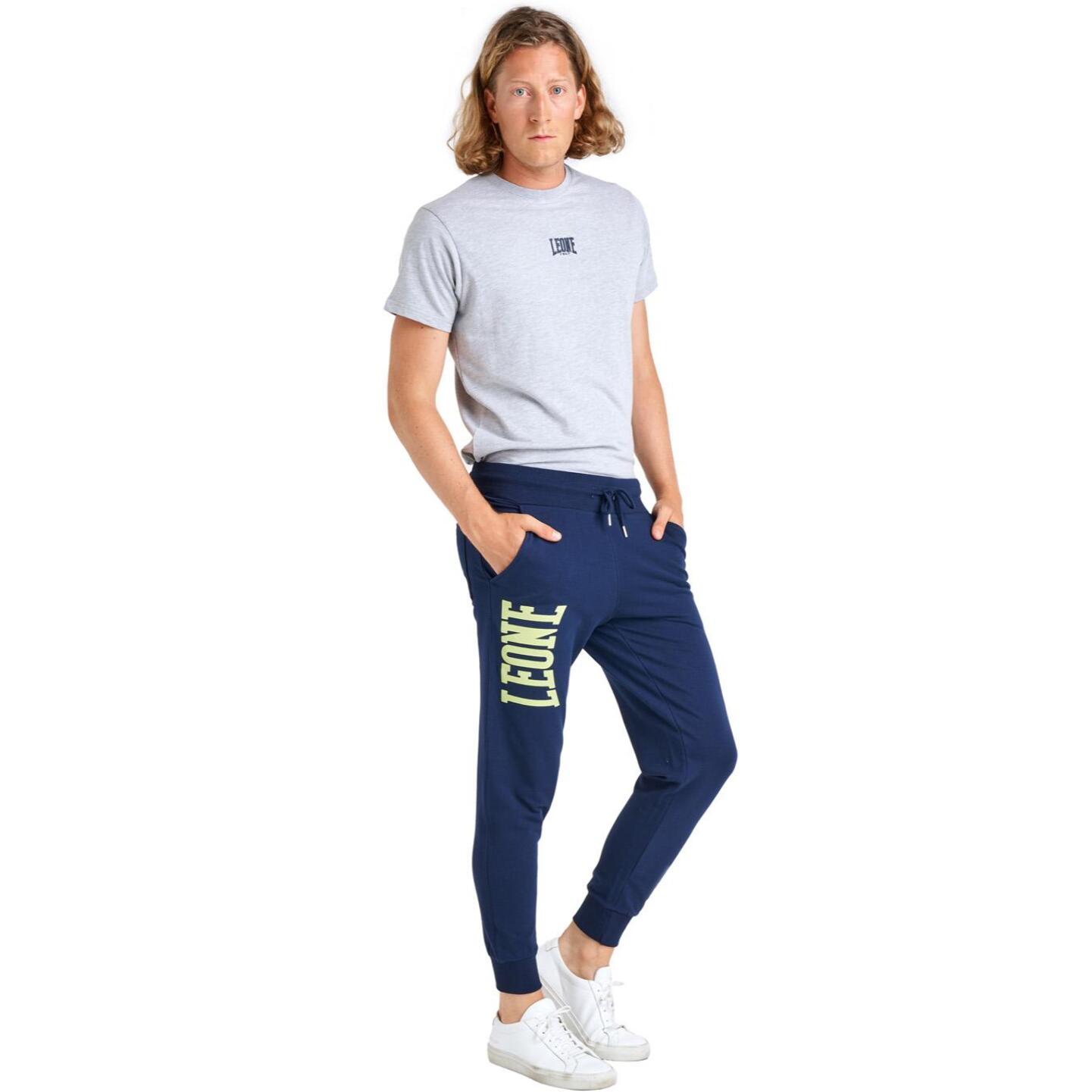 Pantalón de hombre Leone Basic con gran logo en algodón no perchado