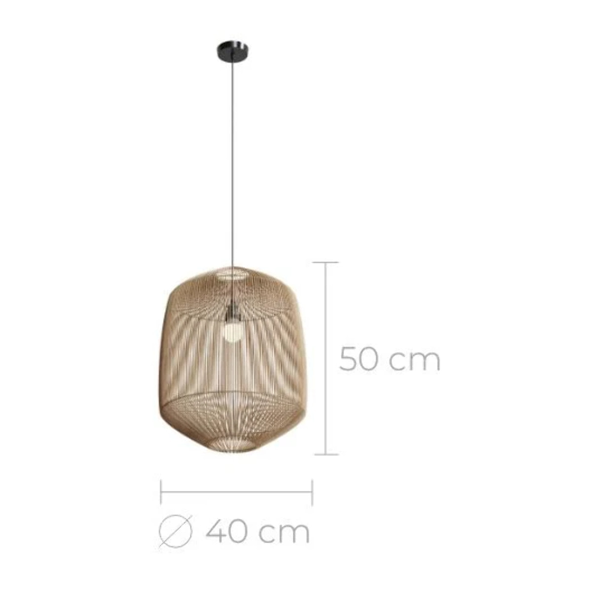 Abat-jour naturel pour suspension en rotin D40 cm - Hajar