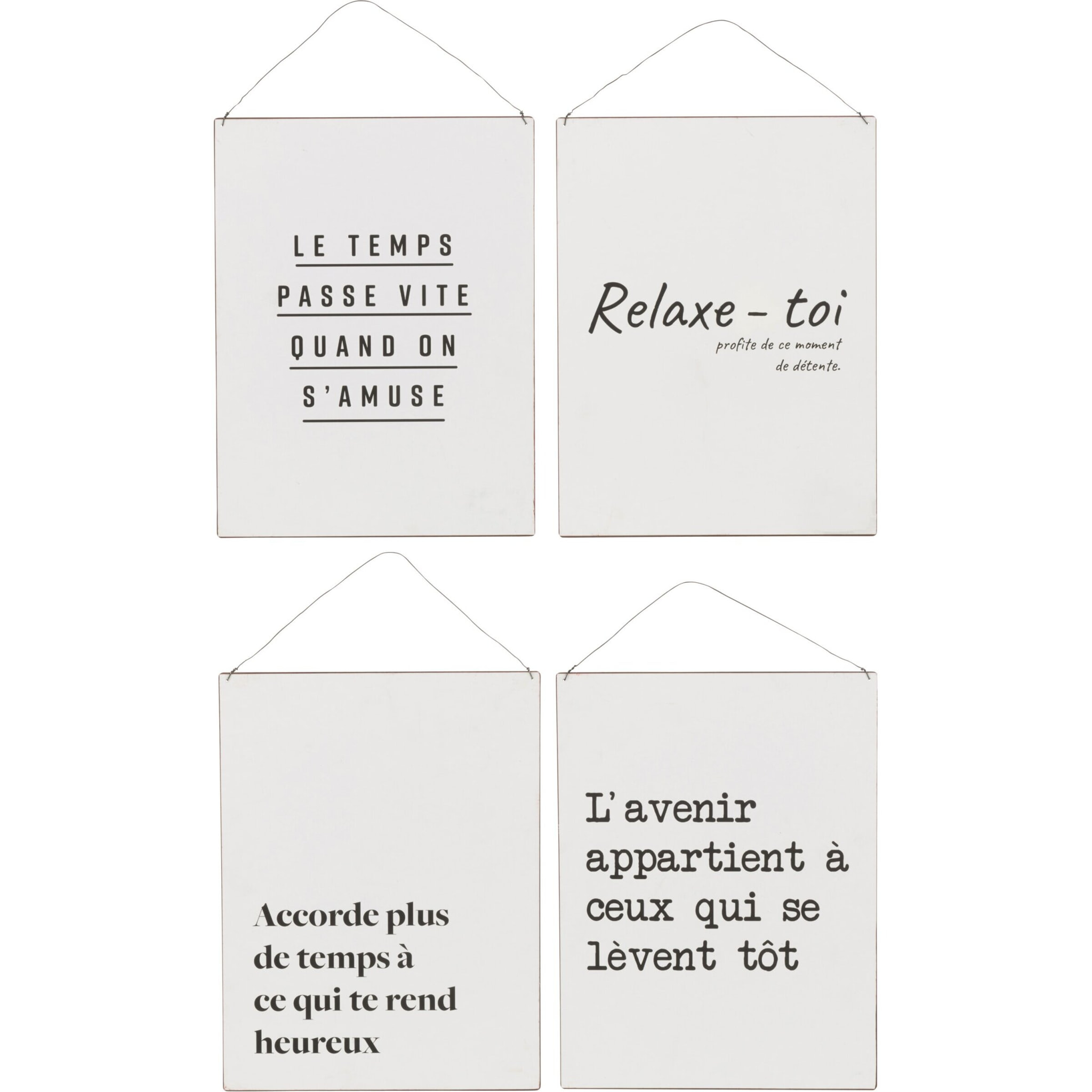 J-Line pancarte Texte Francais/Anglais - métal - blanc//noir - 4 pcs