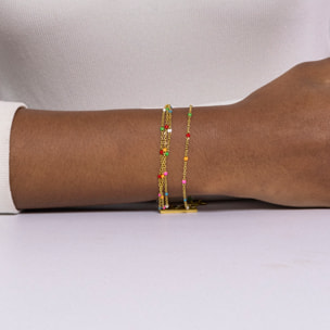 Pulsera de Cristal Multicolor acabada en oro amarillo de 18k
