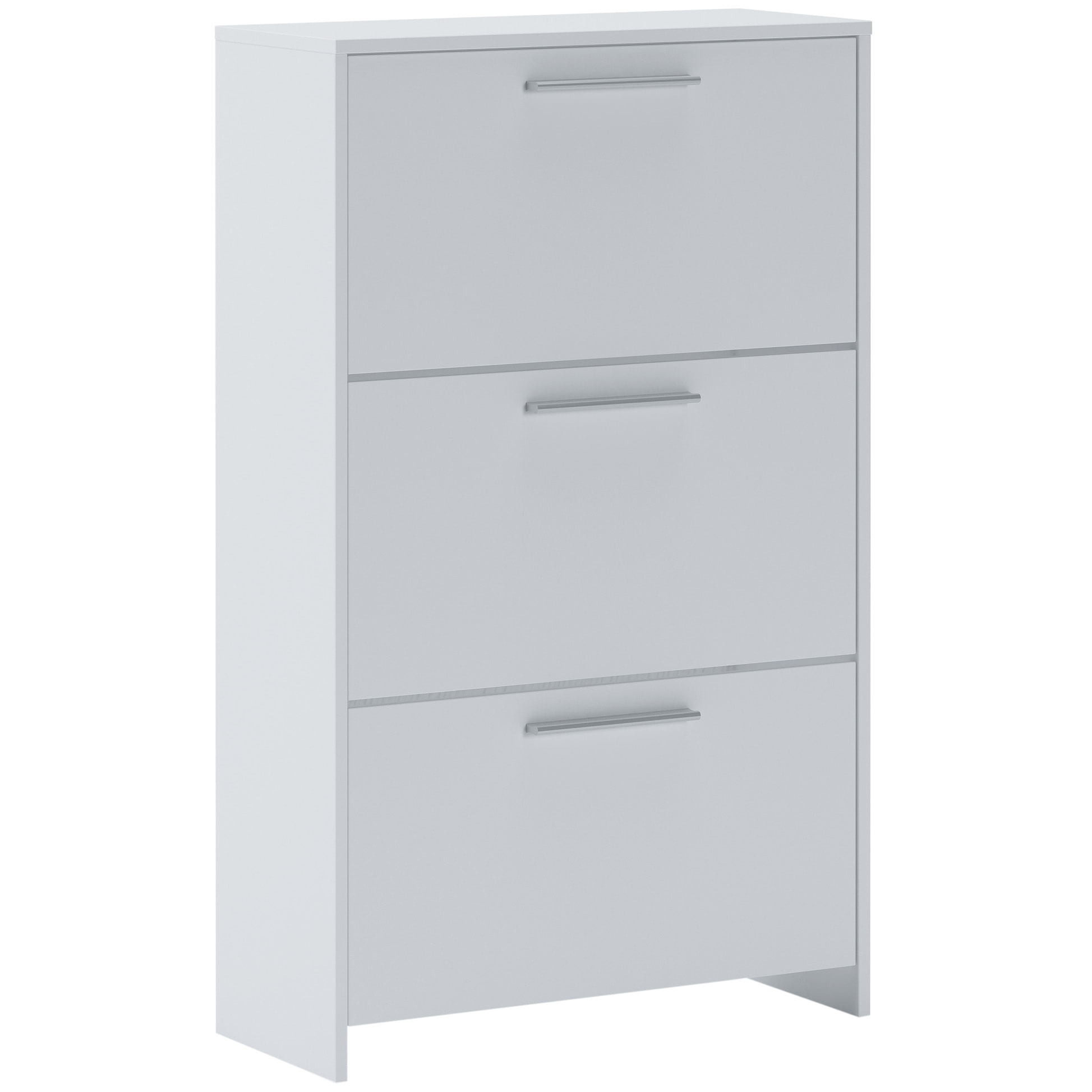 Scarpiera salvaspazio 3 Ante A Ribalta Moderna Maniglie In Alluminio Mobile Ingresso Slim Salvaspazio Per Scarpe Portascarpe 115x68.5x20 Cm Bianco