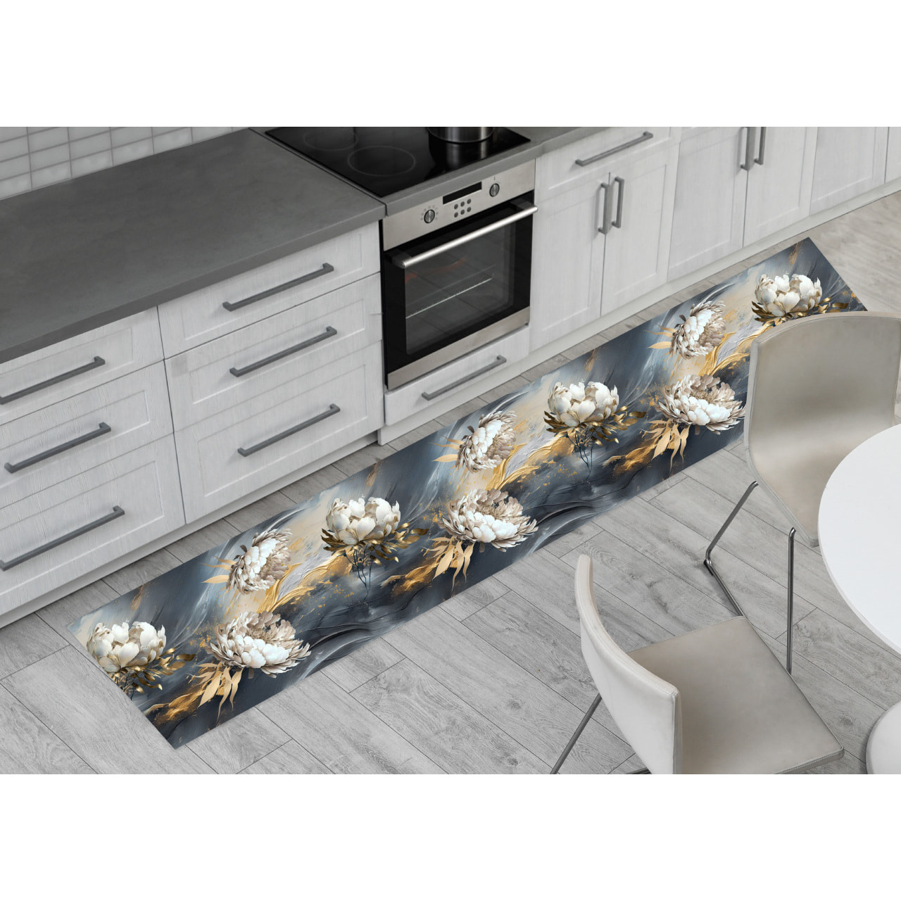 Tappeto Passatoia Cucina Antiscivolo Fiori Acrylic