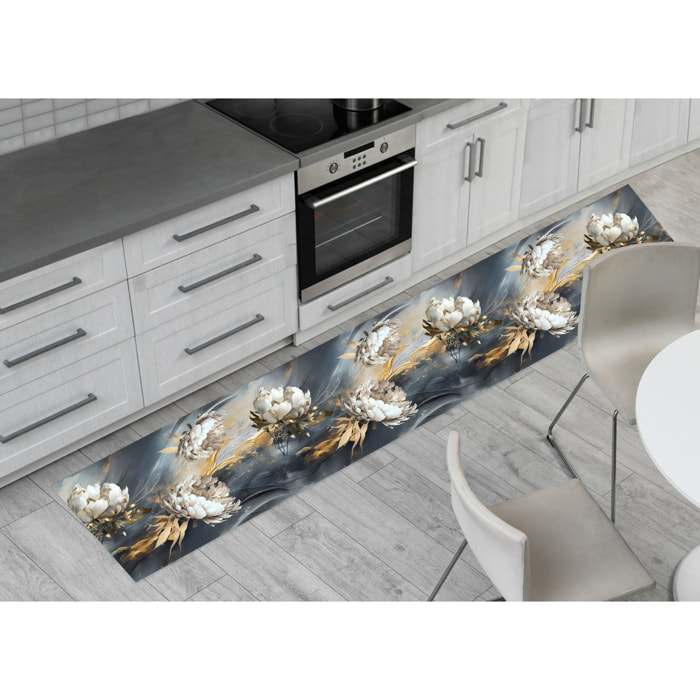 Tappeto Passatoia Cucina Antiscivolo Fiori Acrylic