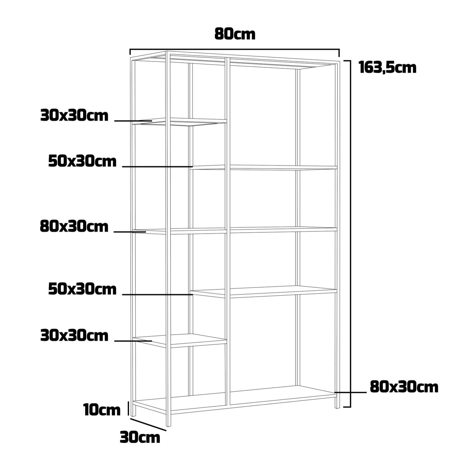 Padma - Libreria freestanding in metallo 80x30x163,5 cm