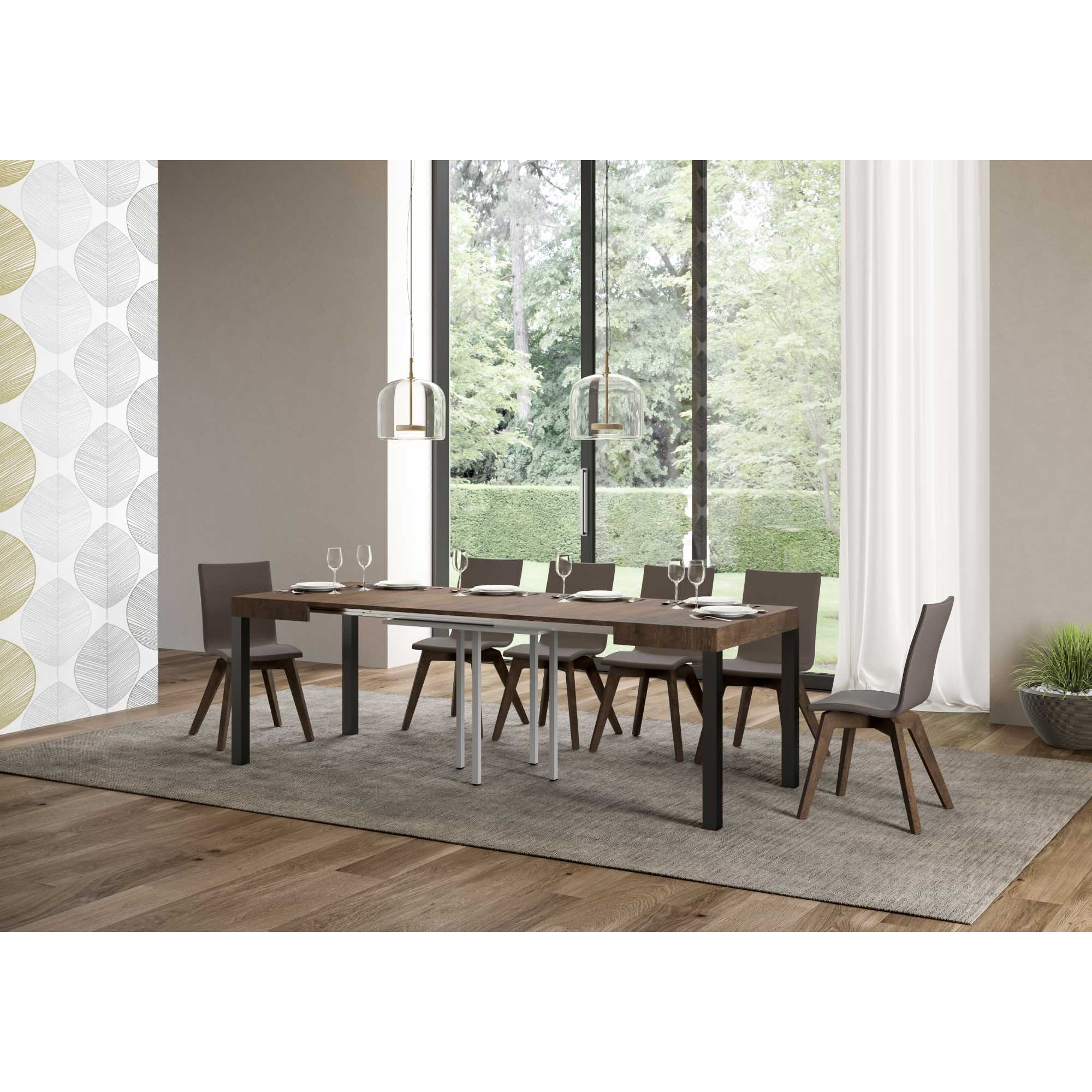 Table Everyday Extensible Dessus Noyer 90x90 telaio Allongée 246 Anthracite