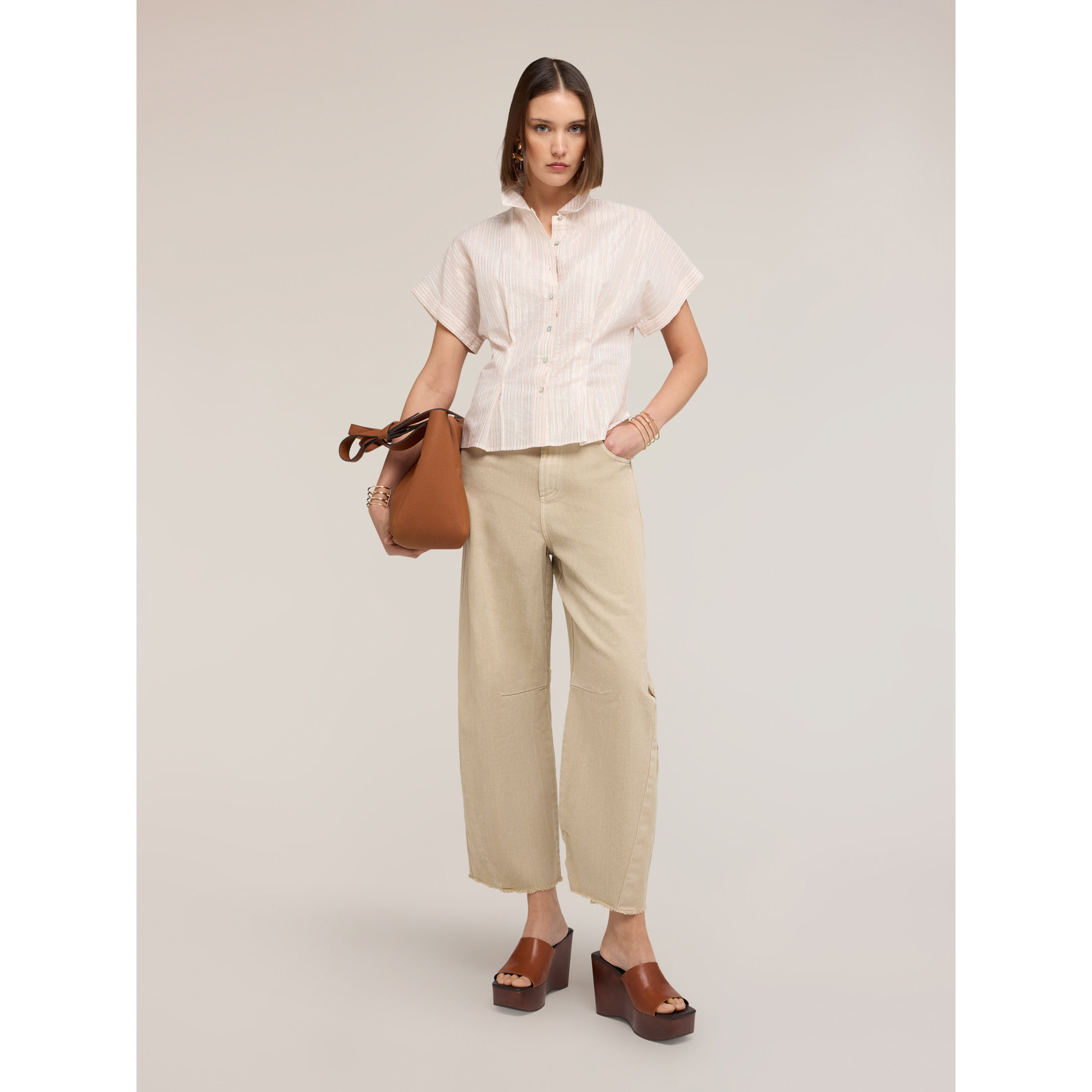 Motivi - Pantaloni balloon in drill di cotone - Beige