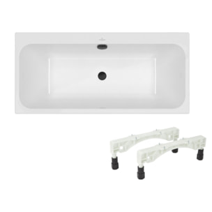 Baignoire droite 150 x 70 VILLEROY & BOCH Architectura + Pieds + Vidage de baignoire WIRQUIN noir