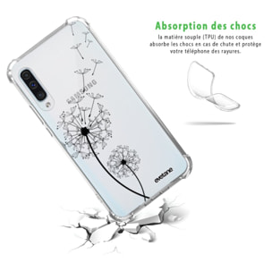 Coque Samsung Galaxy A50 anti-choc souple angles renforcés transparente Pissenlit Evetane.