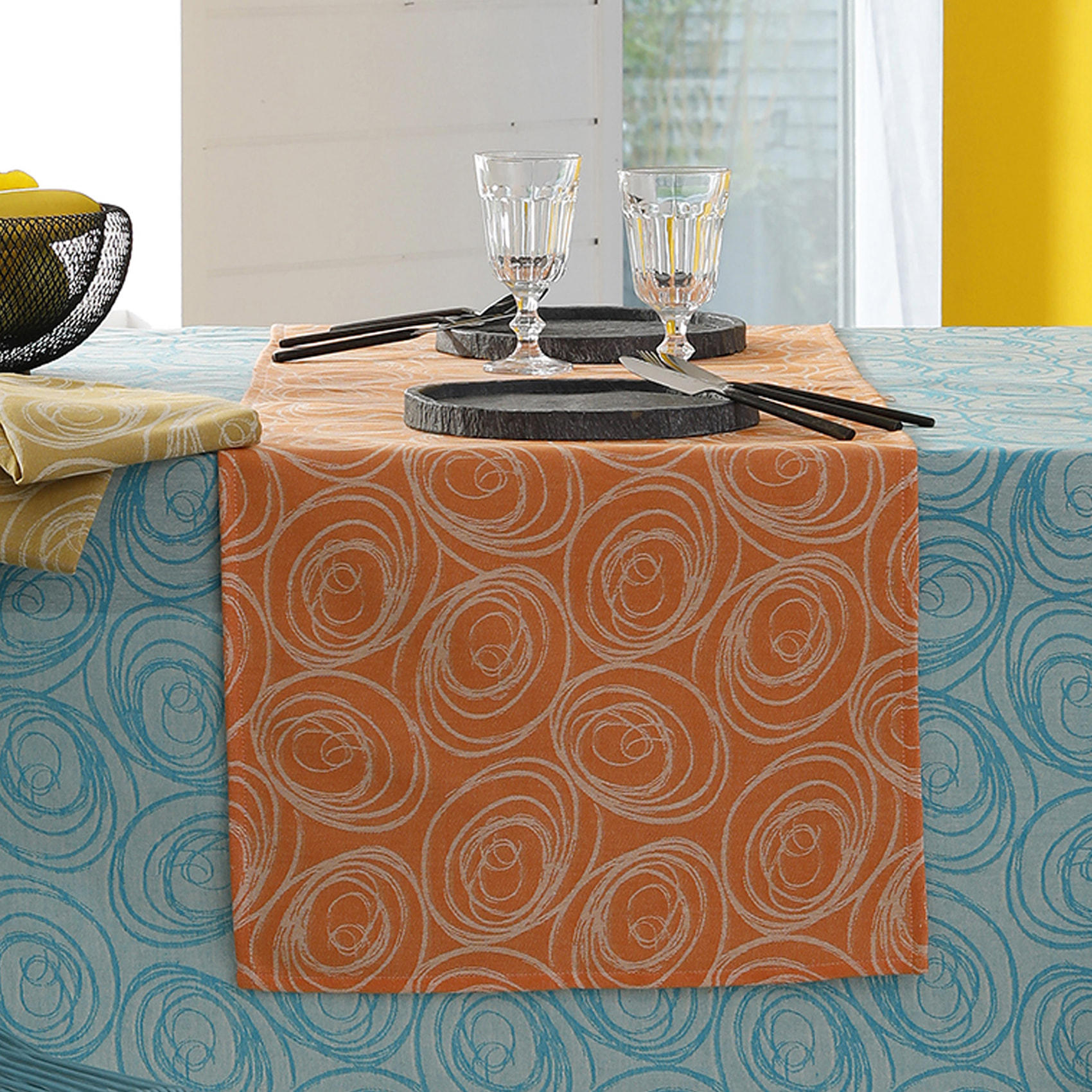 Chemin de table spirale - Orange