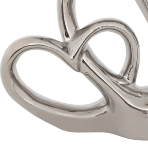 Double cœur déco Safina H.16,5cm résine