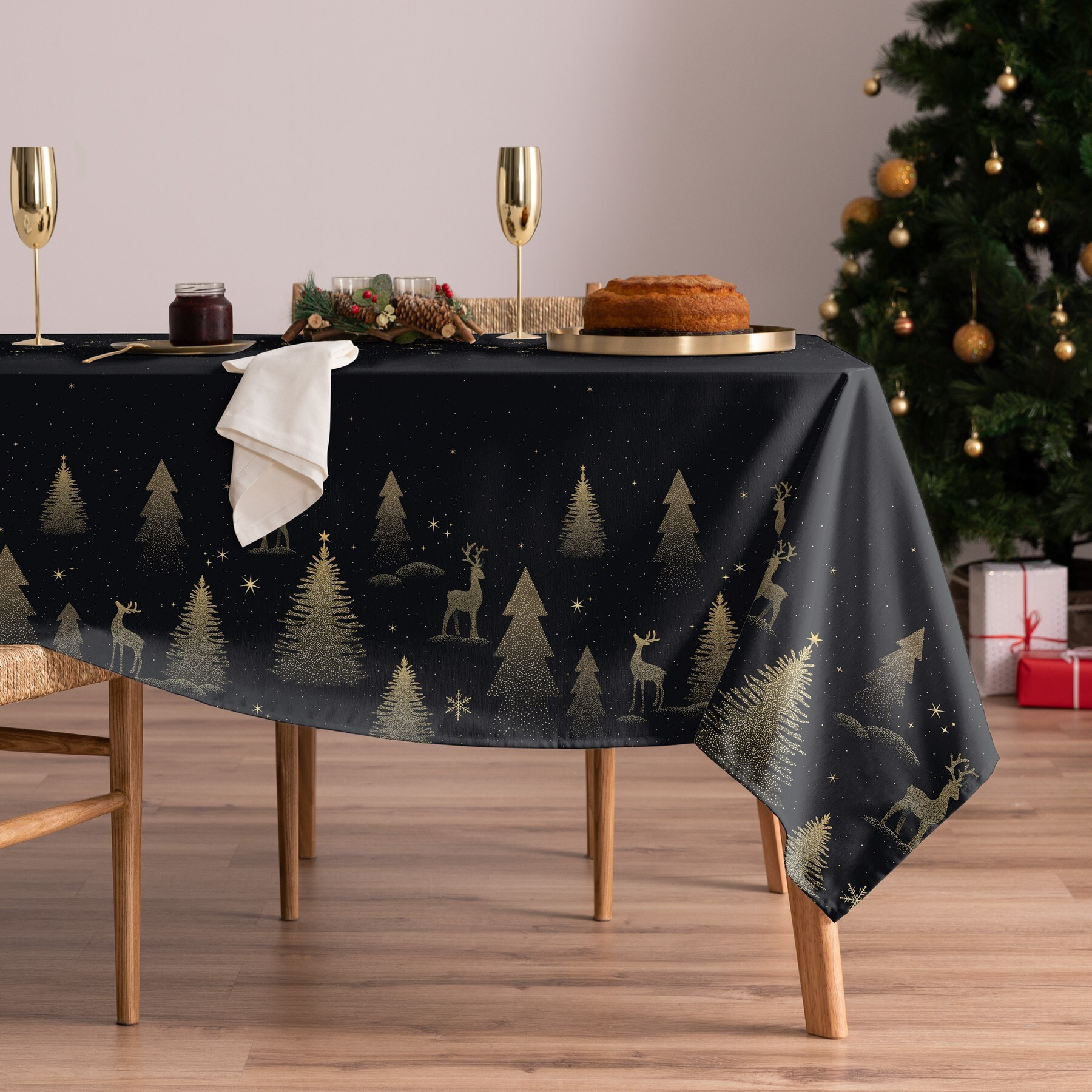 Nappe de Noël en coton155x300 cm