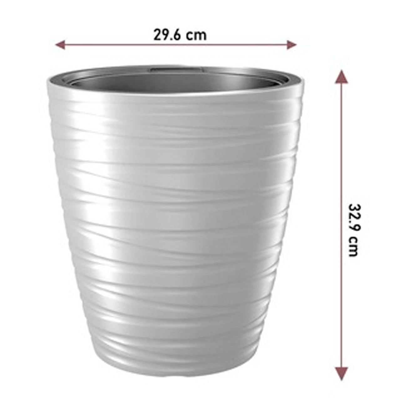 Maceta con deposito 16l maze de plastico en color blanco 29,6 (largo) x 29,6 (ancho) x 32,9 (alto) cm