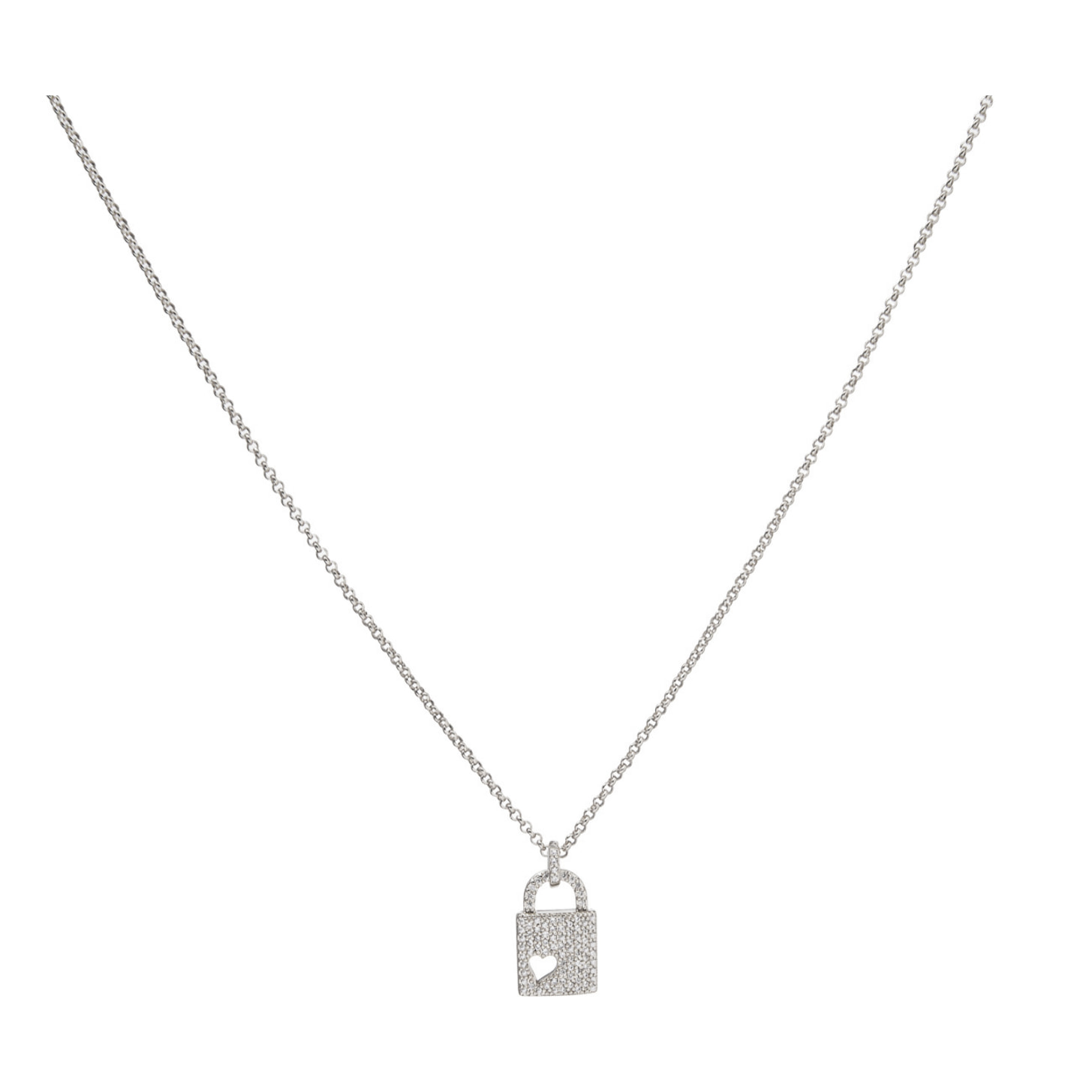 Collana U.S. Polo Assn. In metallo argentato con pendente a lucchetto con cristalli bianchi