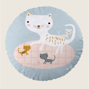 Cojín Redondo Estampado - Con Relleno - Algodón - Amigos Peludos