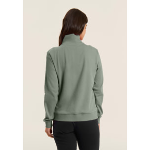 Tuta con zip e collo alto, logo in perline