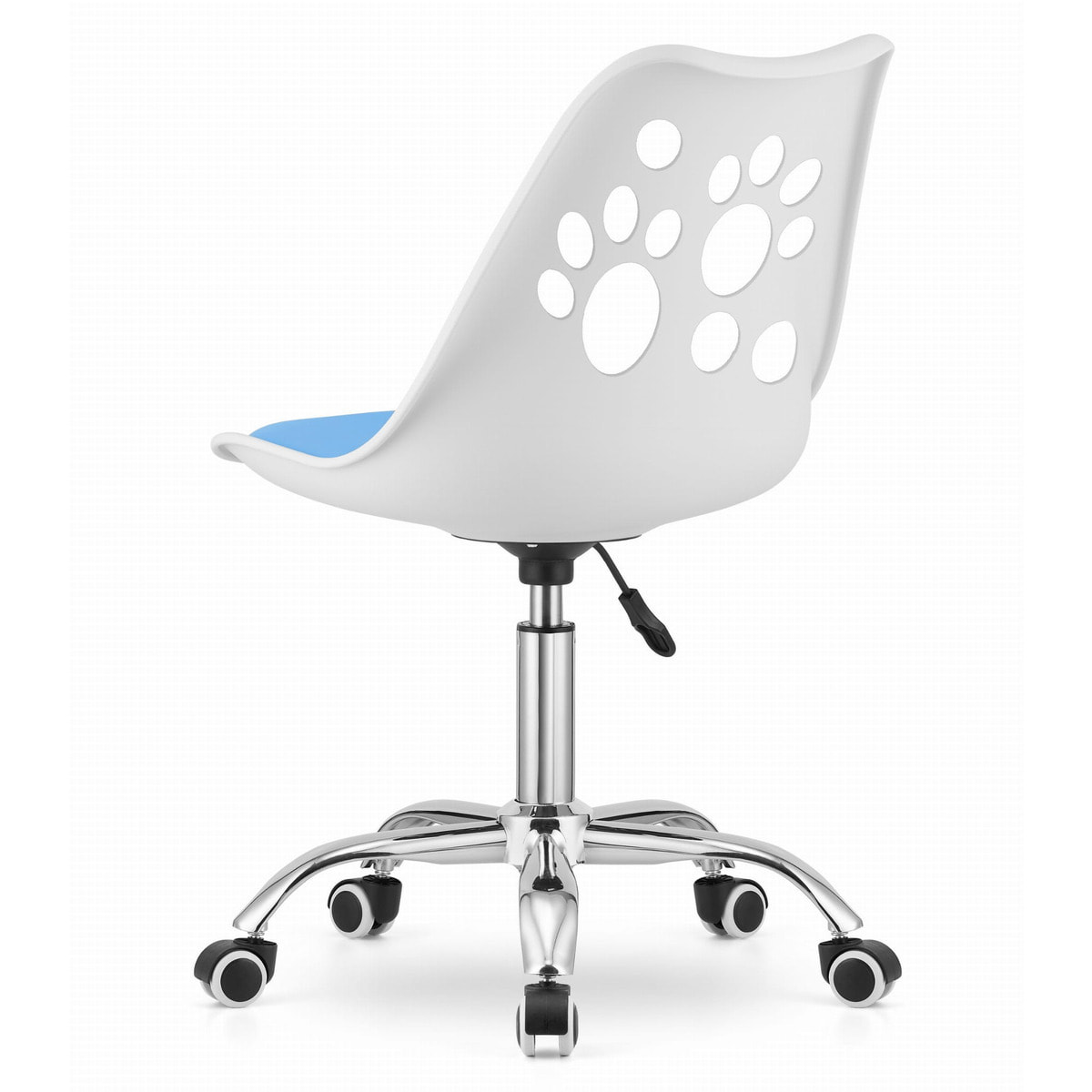 Sedia girevole PRINT bianco e blu con cuscino in ecopelle