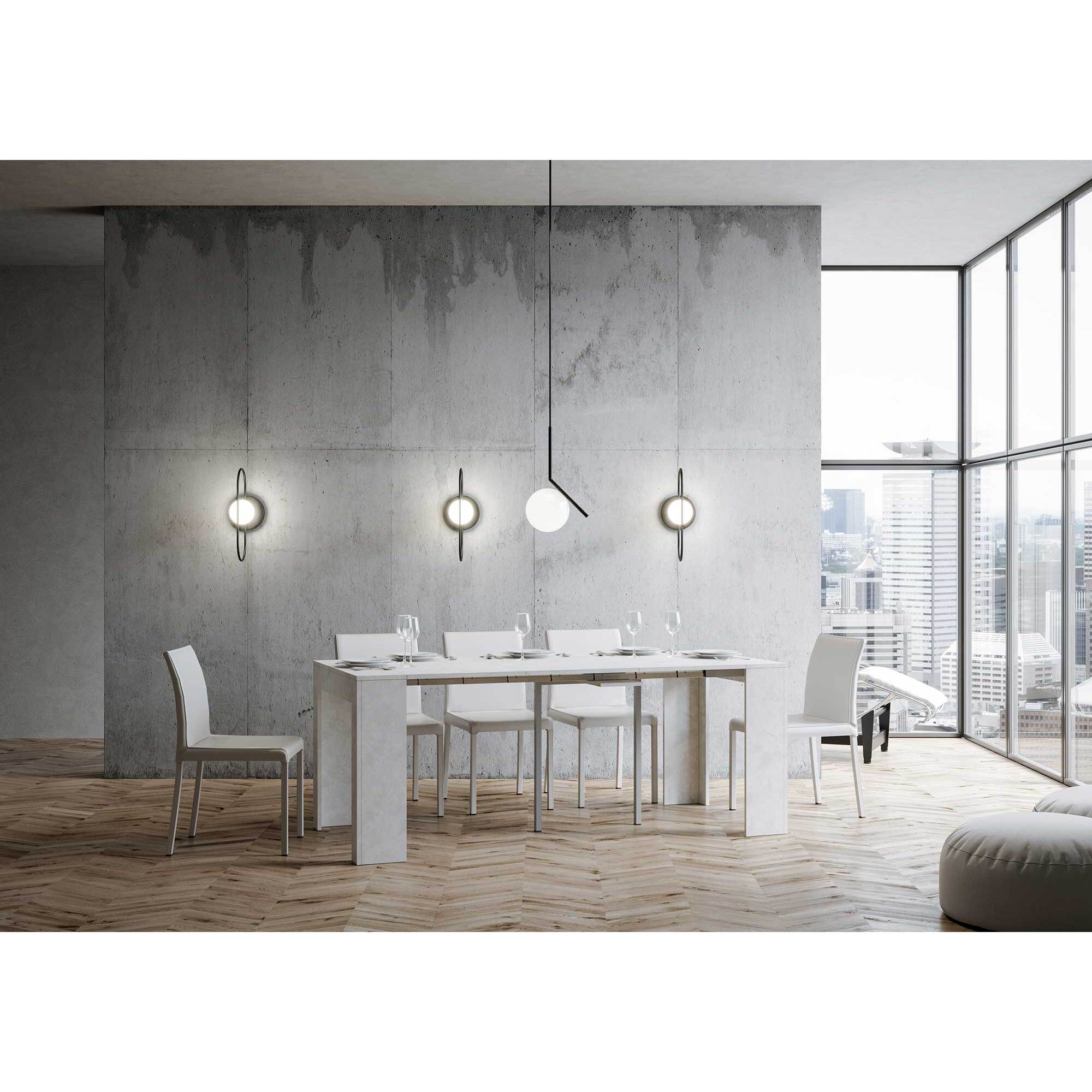 Consolle allungabile 90x42/198 cm Emy Small Bianco Spatolato.