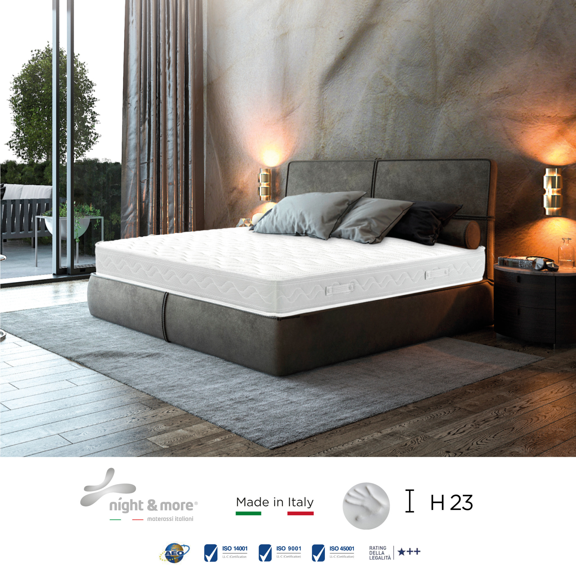 "Sogno" H18 cm 120x190 guanciale Memory OMAGGIO 1cm memory foam