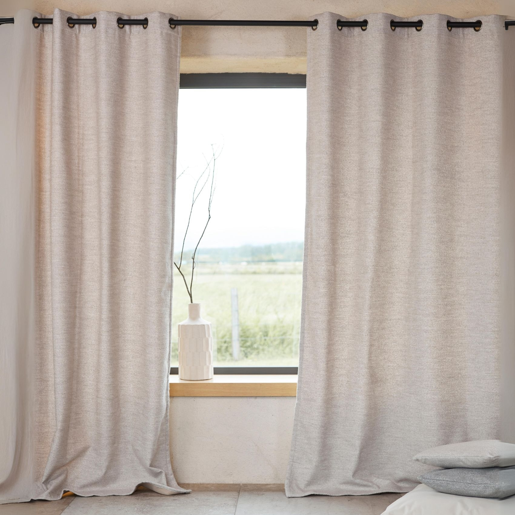 Rideau thermique semi-occultant bouclette - Beige