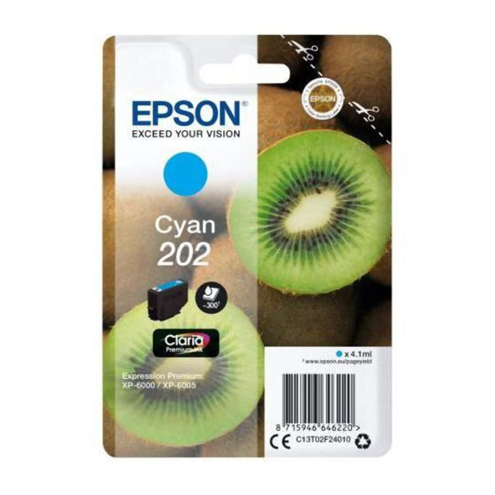 Cartouche d'encre EPSON Originale 202 Cyan Série Kiwi - C13T02E24010