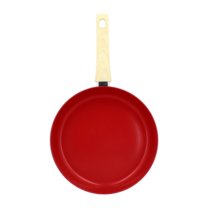 Poêle en aluminium 28cm rouge - compatible induction COLORAMA