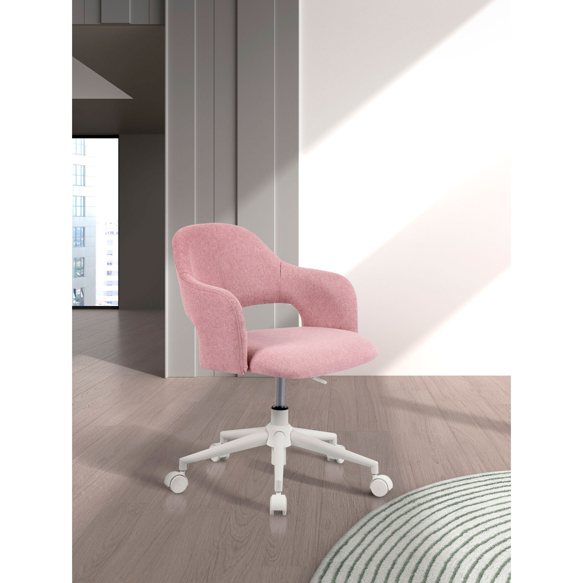 Silla de estudio Mia tela rosa 81x58x58 cm