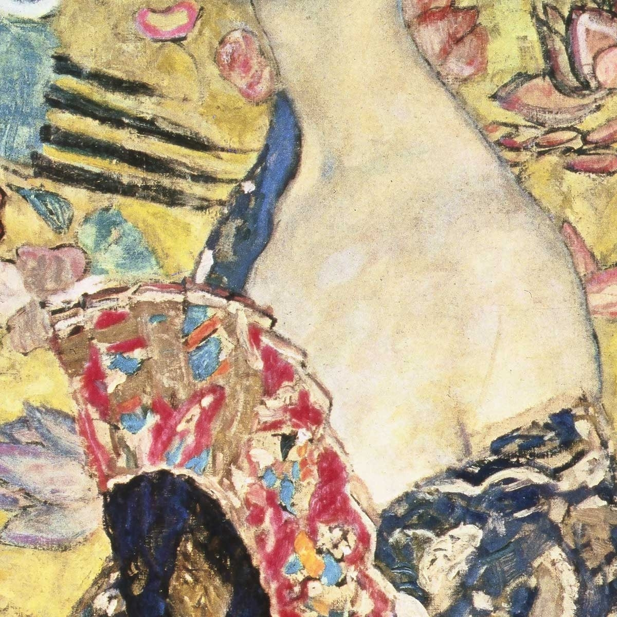 Poster La femme à l'éventail - Gustav Klimt Affiche sous cadre bois