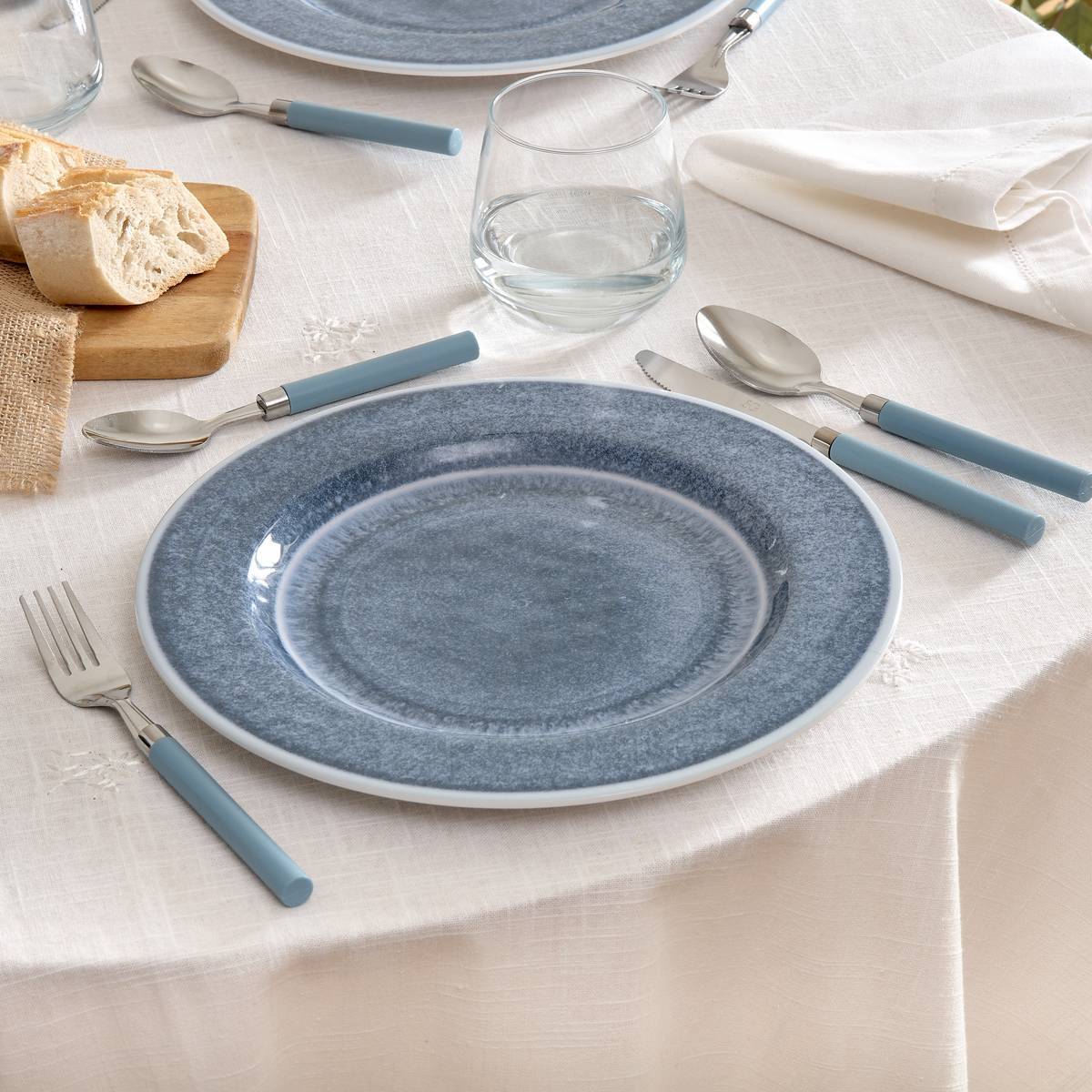 Lot de 6 assiettes plate Fanny D28cm bleu