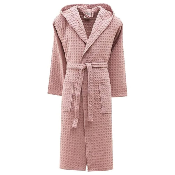 INTRECCI Accappatoio Tinta Unita Nido d’Ape 100% Cotone, Accappatoio Unisex Adulto con Cappuccio e Cinture