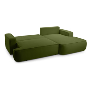 Nessino - canapé d'angle droit 4 places - convertible avec coffre - en tissu texturé - Vert