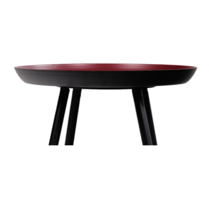 Bout de canapé rond avec plateau creux en métal rouge et noir - SOUFIO