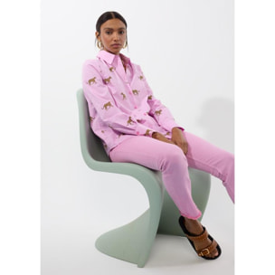 Camicia in popeline con stampa leopardata
