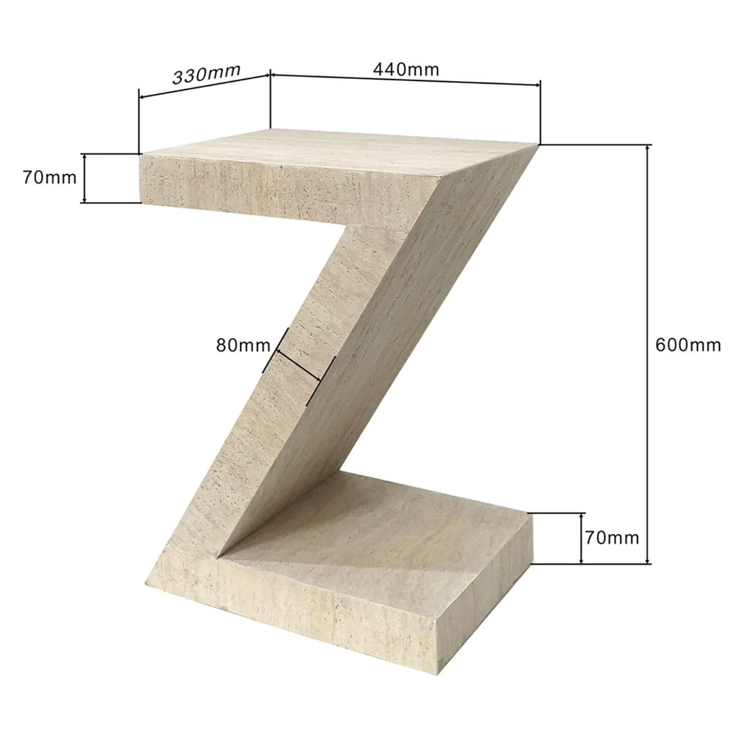 Table d'appoint Travertino Z Kare Design