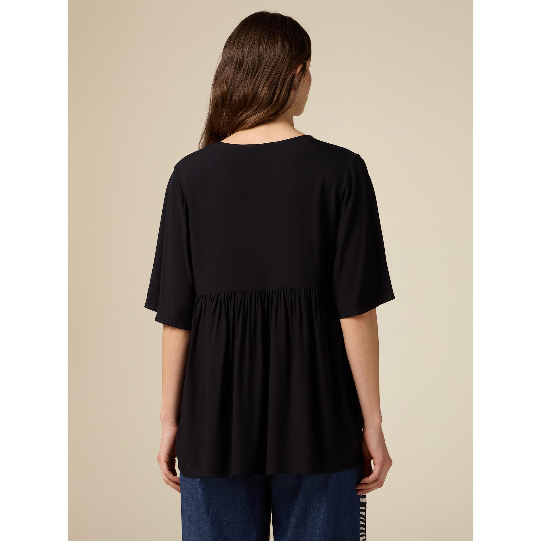 Oltre - Maxi blusa con perfil bicolor - Negro