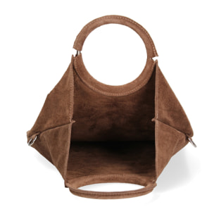 Borsa a mano da donna Made in Italy - Modello Zelia - Pelle scamosciata - 29.0 x 30.0 x 1.0 cm