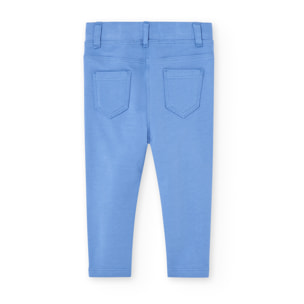 PantalÃ³n elÃ¡stico de felpa para niÃ±a liso de color azul