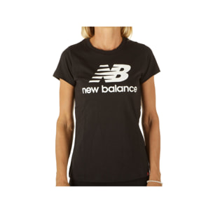 T-Shirt New Balance Essential Stacked Logo Tee Black Nero