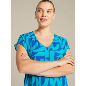 Elena Mirò - Blusa stampata in crêpe de chine - Bluette