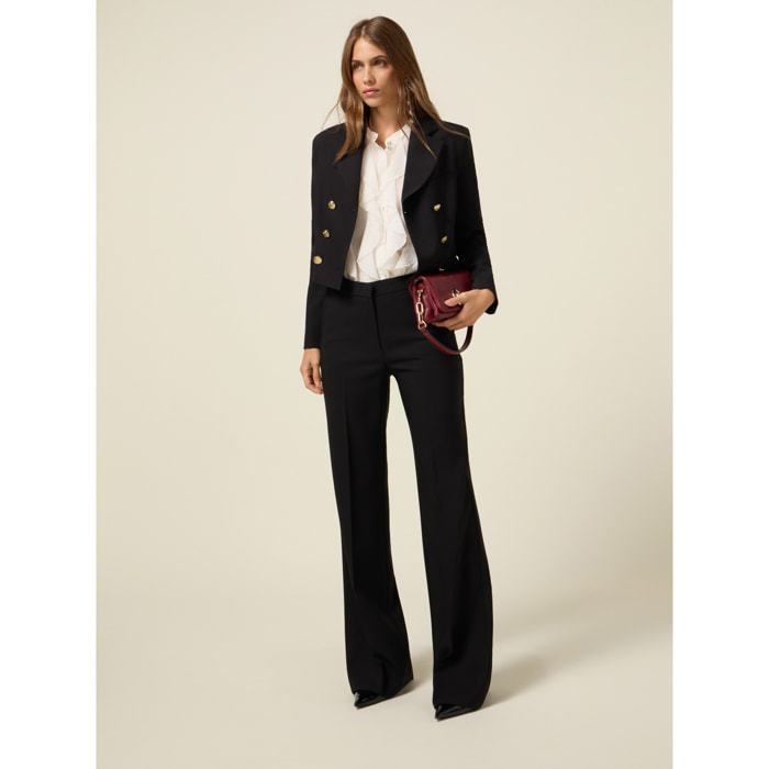 Oltre - Pantaloni palazzo in tessuto tecnico - Nero