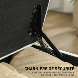 Banquette bout de lit coffre design Chesterfield dim. 120 x 40 x 48 cm tissu écru