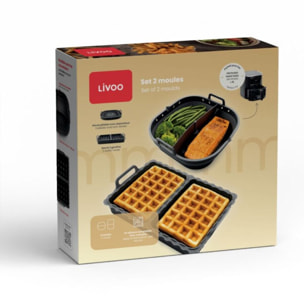 moule LIVOO set de 2 accessoires Airfryer - Rétractable avec séparateur & Spécial gaufres