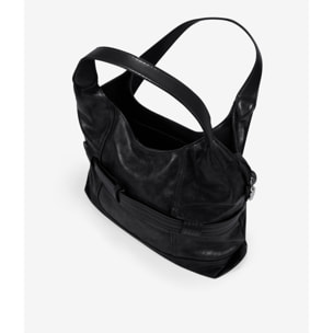 Bolso de hombro negro con cremallera