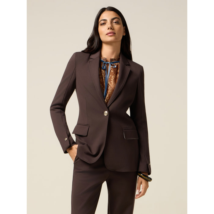 Oltre - Blazer en punto milano - Marrón