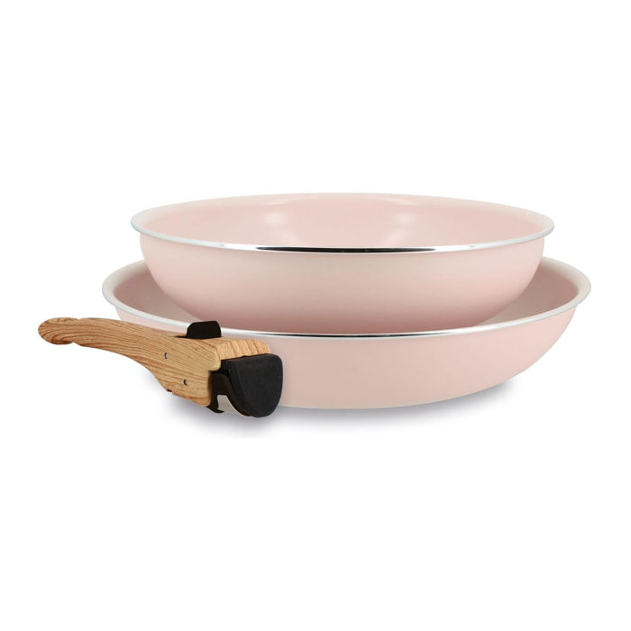 Lot de 2 poêles rose revêtement céramique - Tous feux COLORAMA