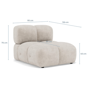 Grace - module d'assise sans accoudoir en velours texturé - Vert sauge