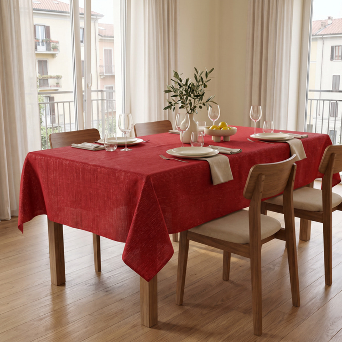 Tovaglia antimacchia in poliestere - ROSSO