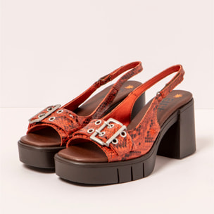 Sandalias con tacón 1994 SNAKE TEJA/ EIVISSA color Teja