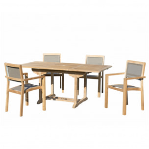 HARRIS - SALON DE JARDIN EN BOIS TECK 4/6 pers - Ensemble de jardin -1 Table rectangulaire extensible 120/180*90 cm