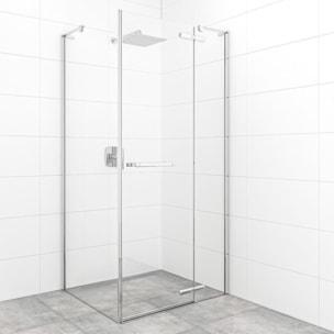 TGD New 80x80 cm ensemble porte de douche pivotante + paroi latérale fixe, verre transparent Easy Clean (SATTGDN80S80)