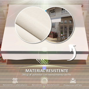 Toldo Manual Retráctil 3x2 m Toldo Exterior Terraza Enrollable Ajustable con Manivela Protección UV50+ Estructura de Aluminio y Metal para Balcón Jardín Crema